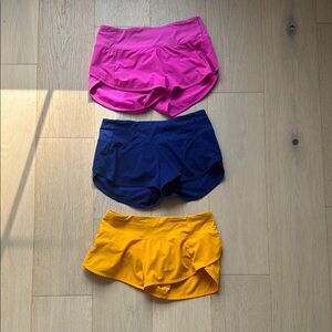 Lululemon Speedups Pink, Blue, and Yellow Shorts